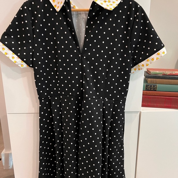 Smak Parlour Polka Dot & Candy Corn Dapper Dress- It has pockets! - Picture 3 of 7